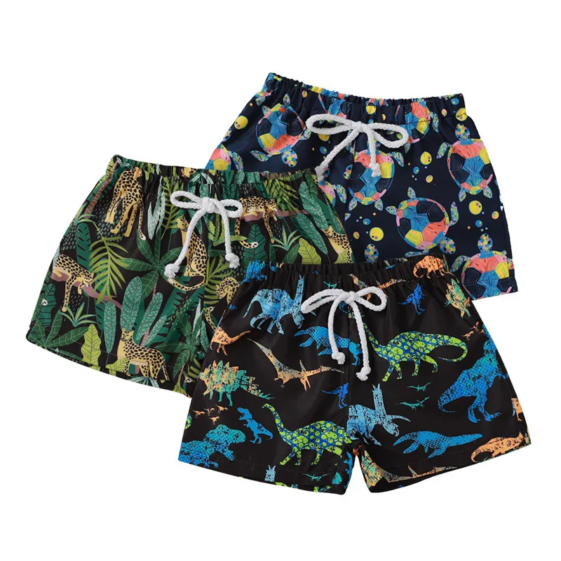 

Wholesale Summer Amazon New Boys Bathing Suits Kids Boy Vacation Holiday Cartoon Print Swimwear Shorts, Leopard, turtle, dinosaur