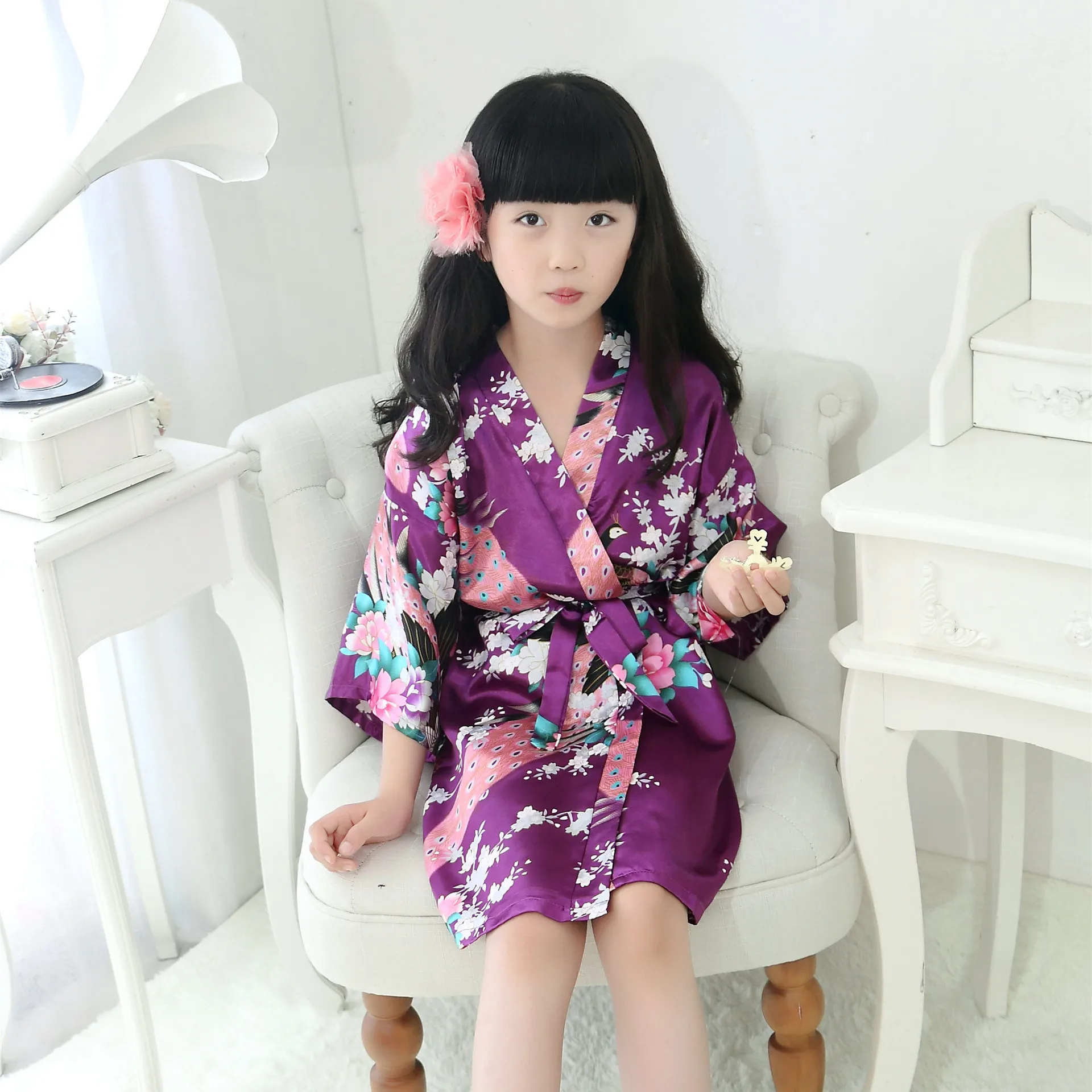 

PANEW1518 Satin Froal Bridesmaid children bath robe