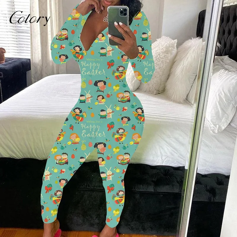 

Colory Sexy Romper Pajama Women Sleepwear Easter Onesie, Customized color