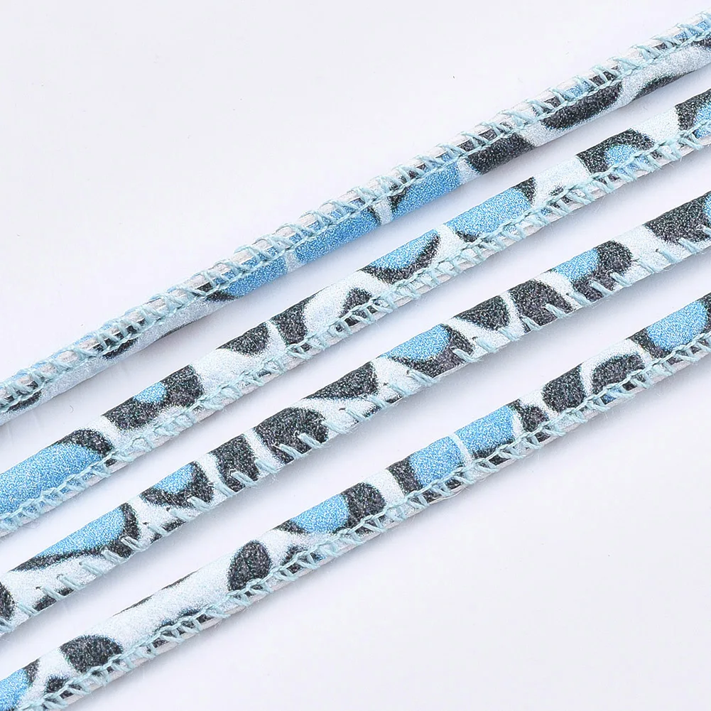 

Pandahall 3mm Leopard Print Pattern Round PU Leather Cords, Deep sky blue