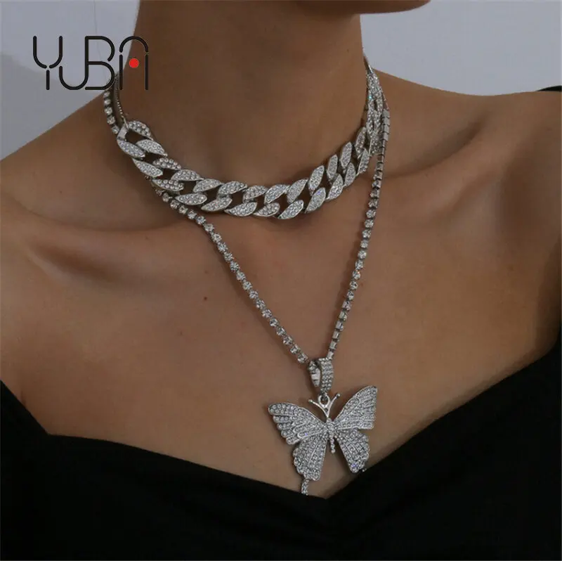 

Butterfly Necklace Wholesale Stainless Steel Chain Necklace Diamond Cuban Link