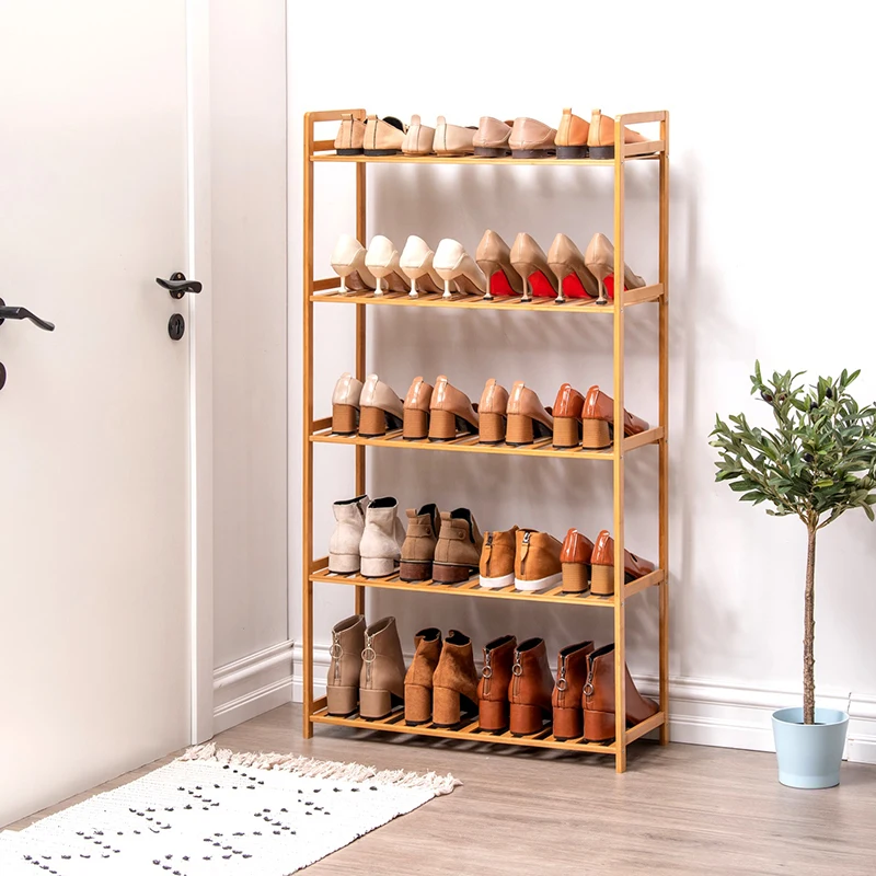 
Modern Shoe Rack Online with Handles For Shoes Organized Entryway Bamboo 6 Tiers Shoe Racks for Store 