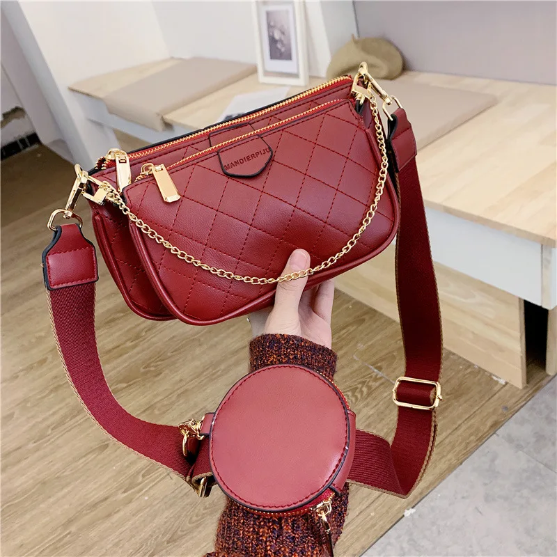 

2021 PU Leather Small Ladies Hand Bags with Coin Purse Women Shoulder Bags Including 3 Sizes Retro Purses and Handbags