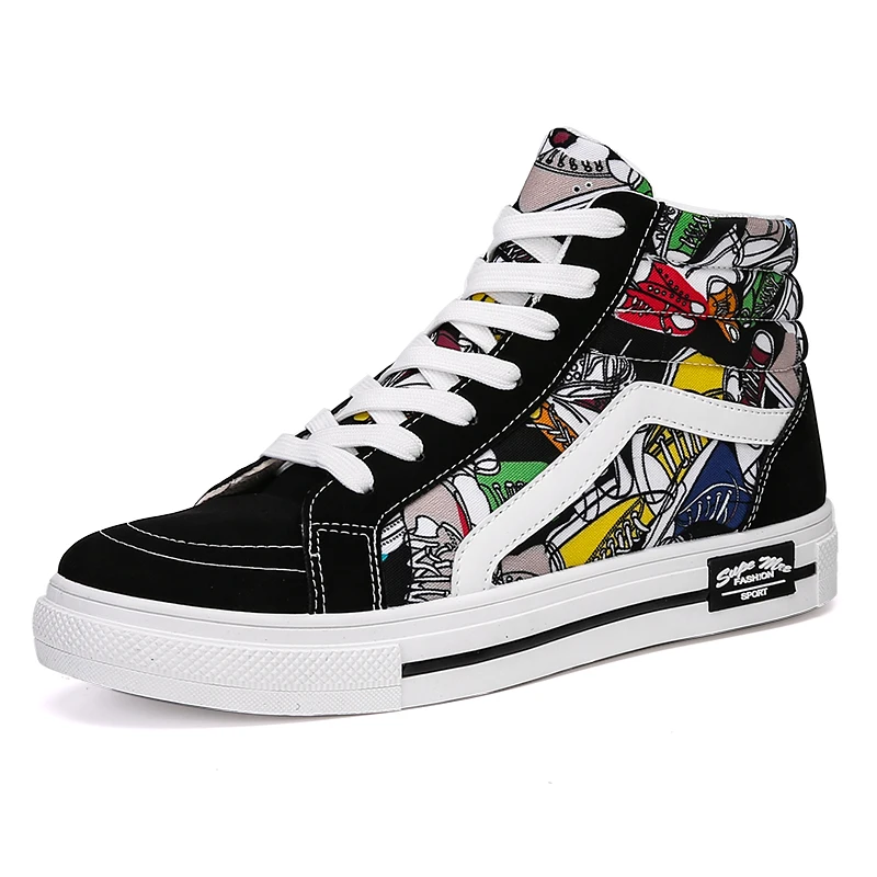 

Custom Brand Handpainted Graffiti Fashion Sneakers Wholesale Price Hightop Canvas Shoes Unisex