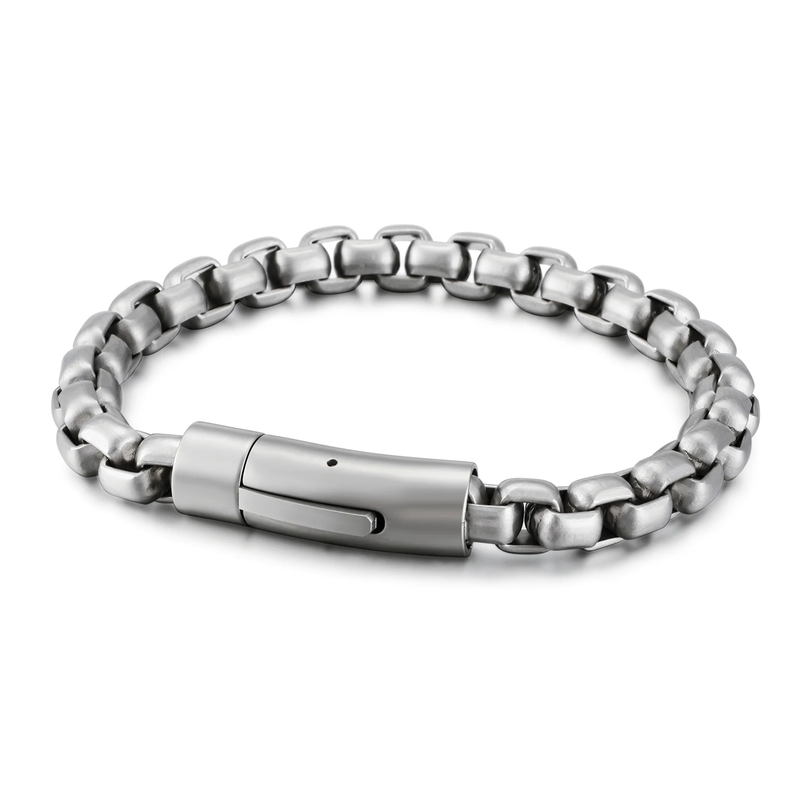 

KALEN Retro fashion shiny stainless locomotive men's Bracelet, Silver and black