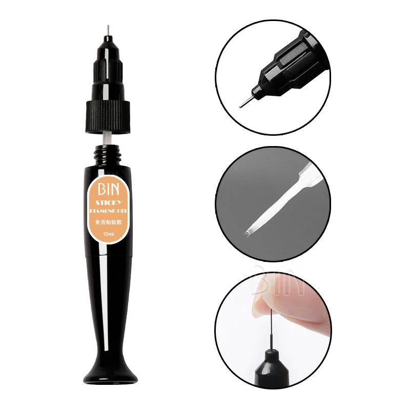 

BIN Clear strengthening thick diamond crystal gel stone nail glue gel
