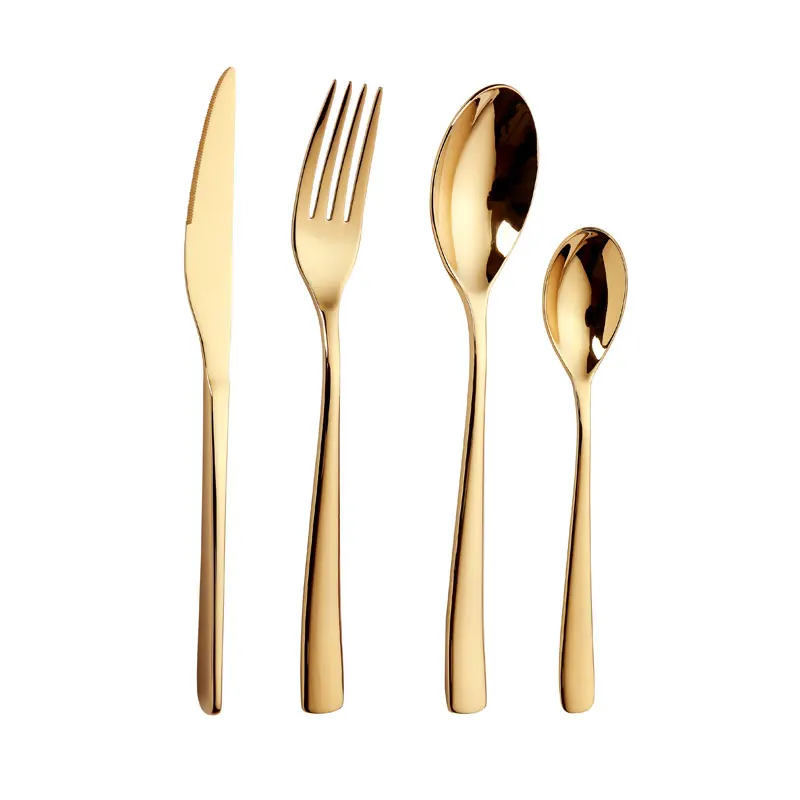 

Wholesale gold plated dinnerware spoon fork and knife set 304 stainless steel cutlery set