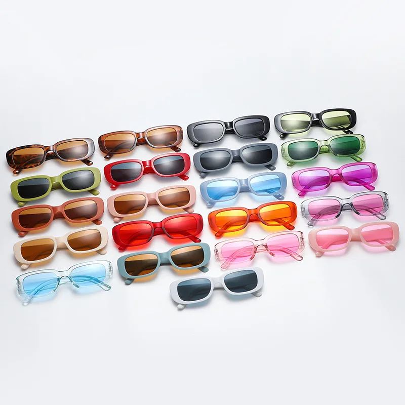 

Fashion Retro Small Square Frame Sunglasses Women Summer Vintage Punk Rectangle Wholesale Jelly Colors Sun Glasses Shades UV400