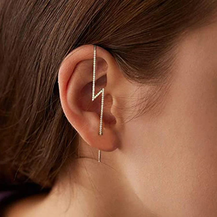 

Gold Piercing Ear Climbers Hook Silver Cuff Earring Ear Wrap Crawler Hook Earrings for Women