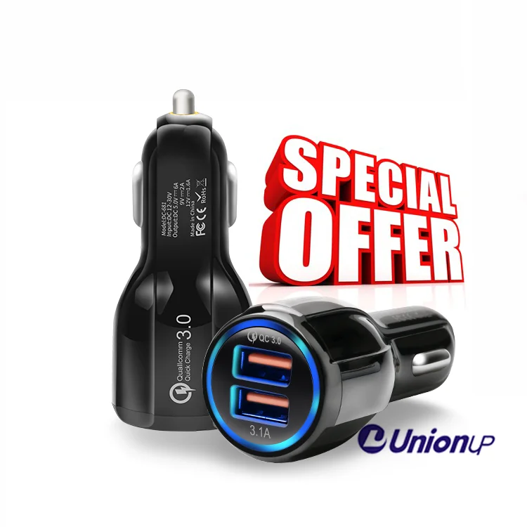

QC3.0 6A Fast Car Charger Dual USB Fast Charging Mobile Phone Car Charger Adapter