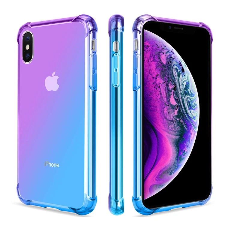 Clear Transparent Shockproof TPU Gradient Color Rainbow Case for iPhone 11 Gradient Phone Case