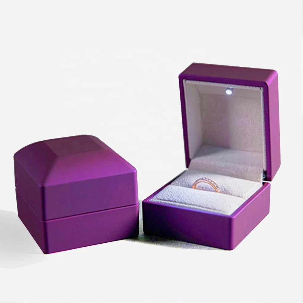 custom logo brand jewelry packaging box led light ring box for wedding