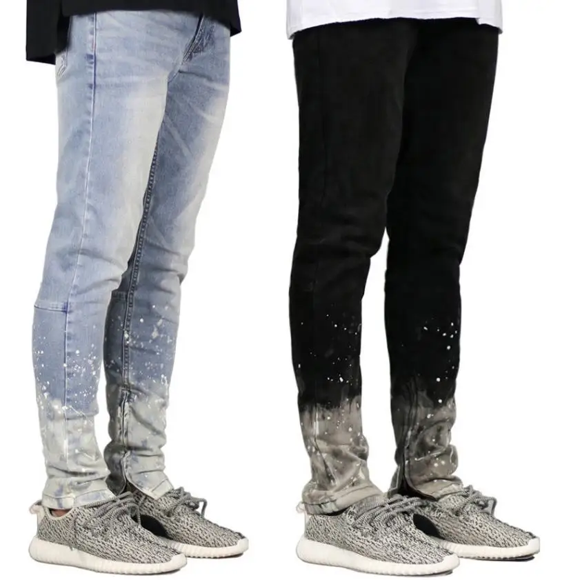 

men clothing Fog splash ink trouser jeans men dropshipping fashion mens black denim jeans stock