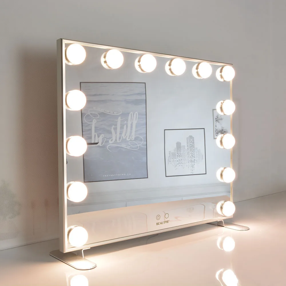 

Vanity Mirror with Lights Hollywood Lighted Makeup Mirror with 14 LED Bulbs Tabletop or Wall Mounted Mirror, Black,sliver,rose gold