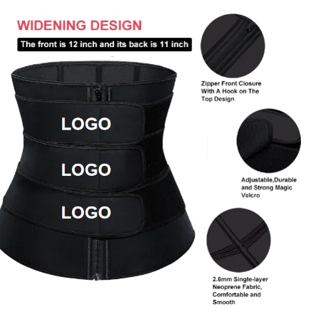 

Amazon hot selling weight loss shaper 3 strap waist trainer hot sweat with waist trimmer belt, Black/rose red