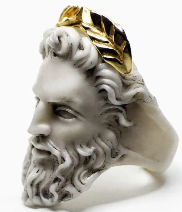 

Exaggerated old man's head shape casting Jesus ring