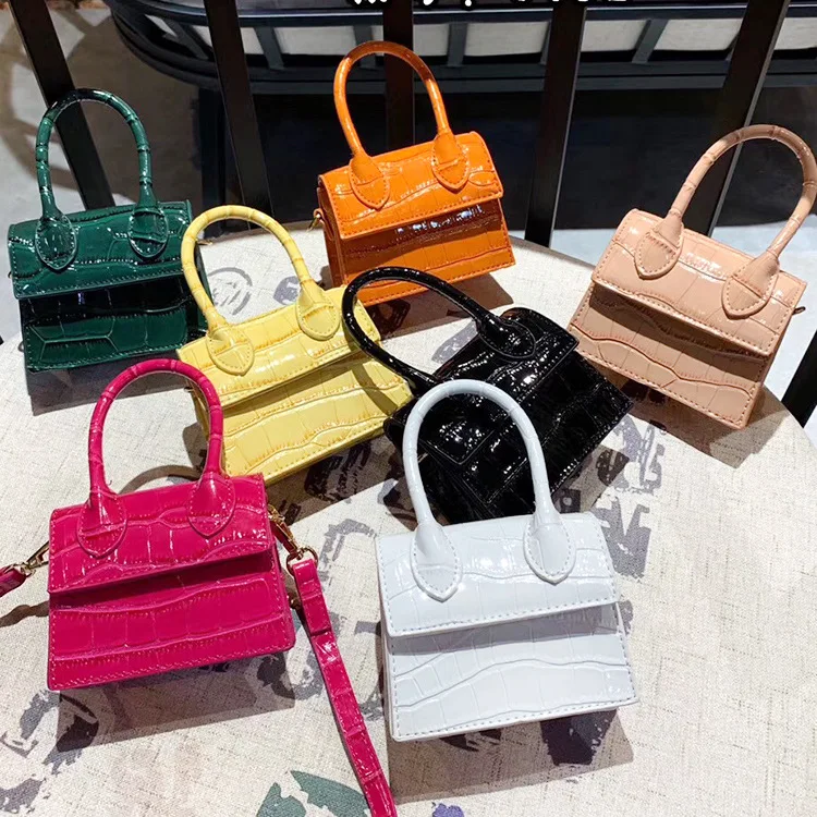 

New fashion pu leather mini crocodile handbag ladies crossbody shoulder bag women's handbag small square mini bags women handbag, White,yellow,black,orange,pink,rose red,green