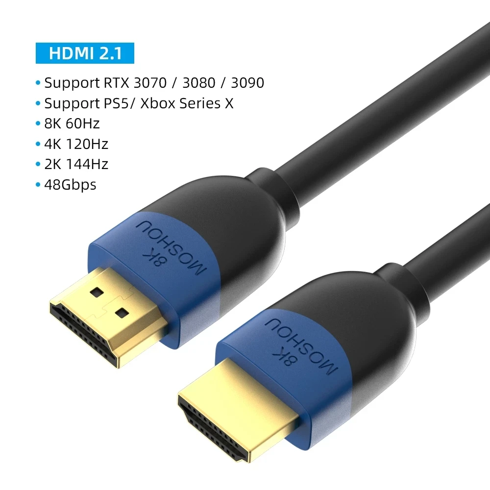 

Moshou 8K HDMI Cable HDMI 2.1 Wire for Xiaomi Xbox PS5 RTX 3080 PS4 Chromebook Laptops 120Hz HDMI Splitter Digital Cable Cord 4K