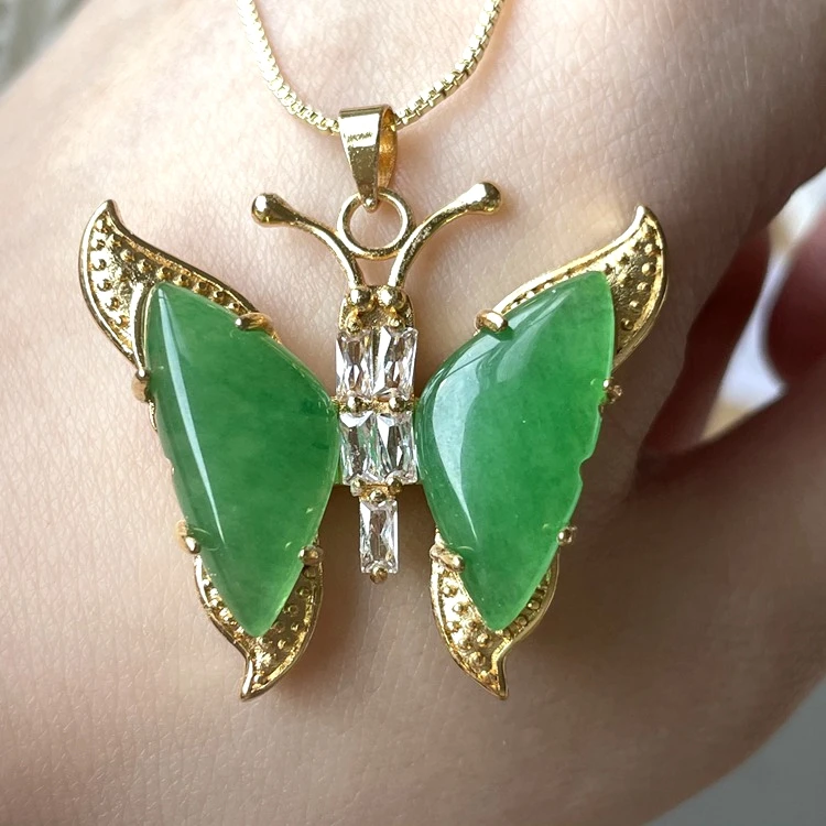 

2021 HOT! small middle big size agate Butterfly Charm Pendant Wholesale Customize Personalized jade pendnant Necklace Jewelry