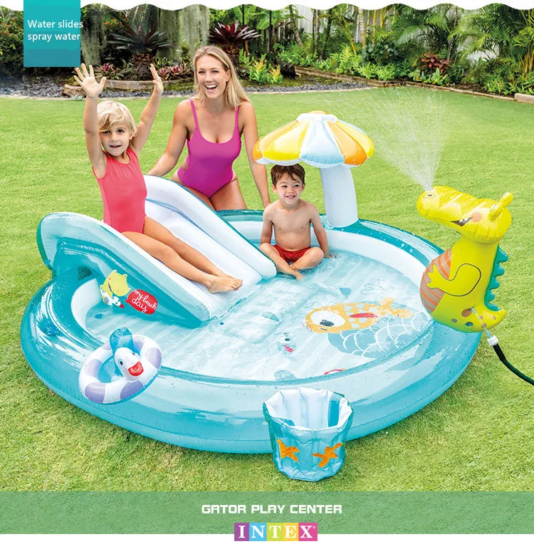 

New design cute mushrooms pavilion summer kids pools pvc kids inflatable pools with slides