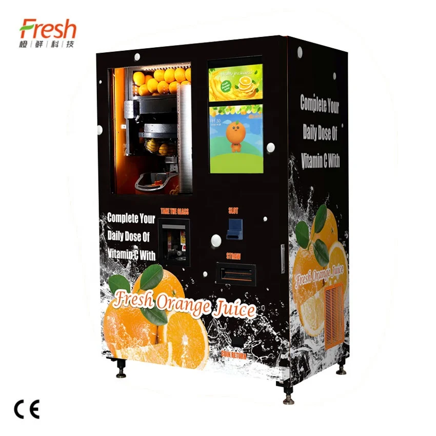 Black Orange Juicer Vending Machine Automatic Fresh Buy Orange Juice