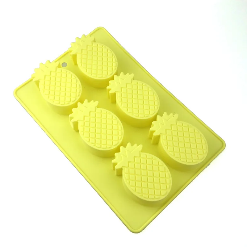 

6 Cavities Pineapple Shape Ice Cube Party Maker Silicone Decoration Tools Chocolate Mold Cake Mould Soap Mold, As picture