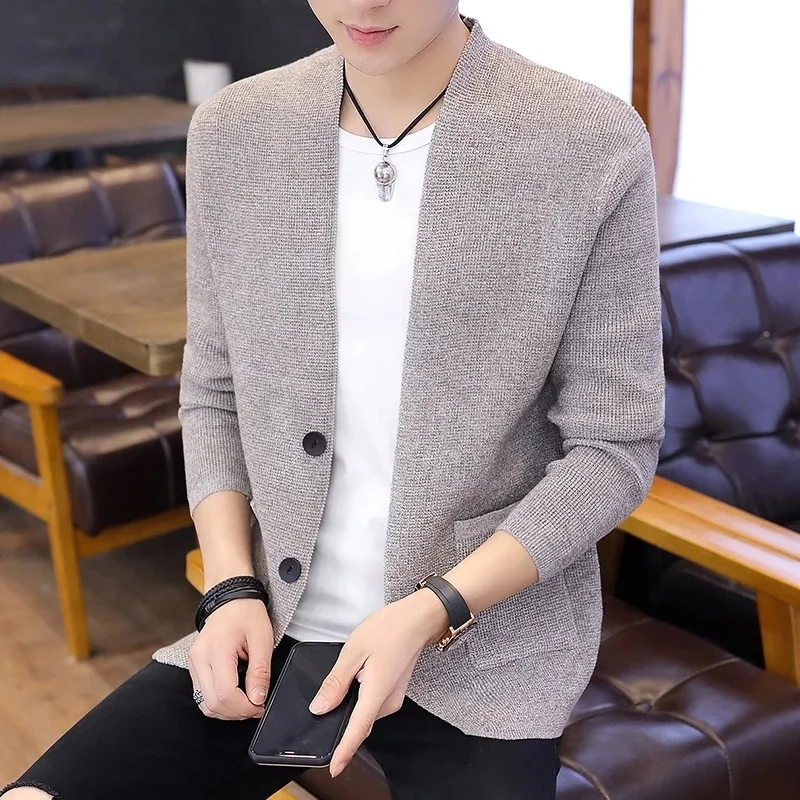 

Sweater Men High Quality Cardigan Autumn Knitted Cotton Wool Coats Fashion Slim Fit Pull Homme
