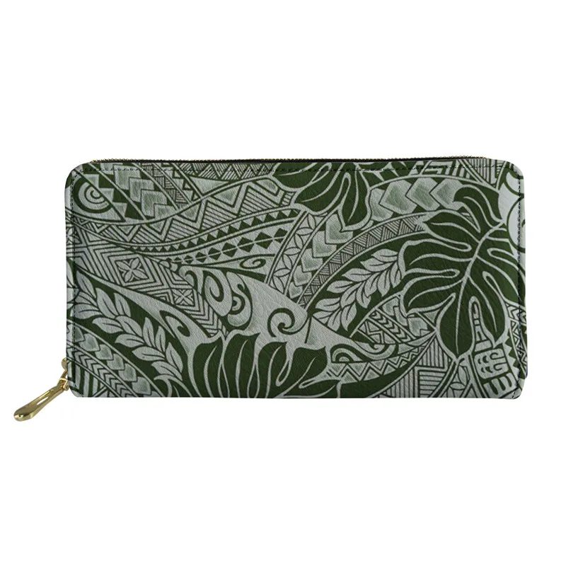 

2020 Hot Sale Custom Women Purses Polynesian Tattoo Design Pu Leather Girls Phone Wallets With Zipper Porte Feuille Femme, Customizable