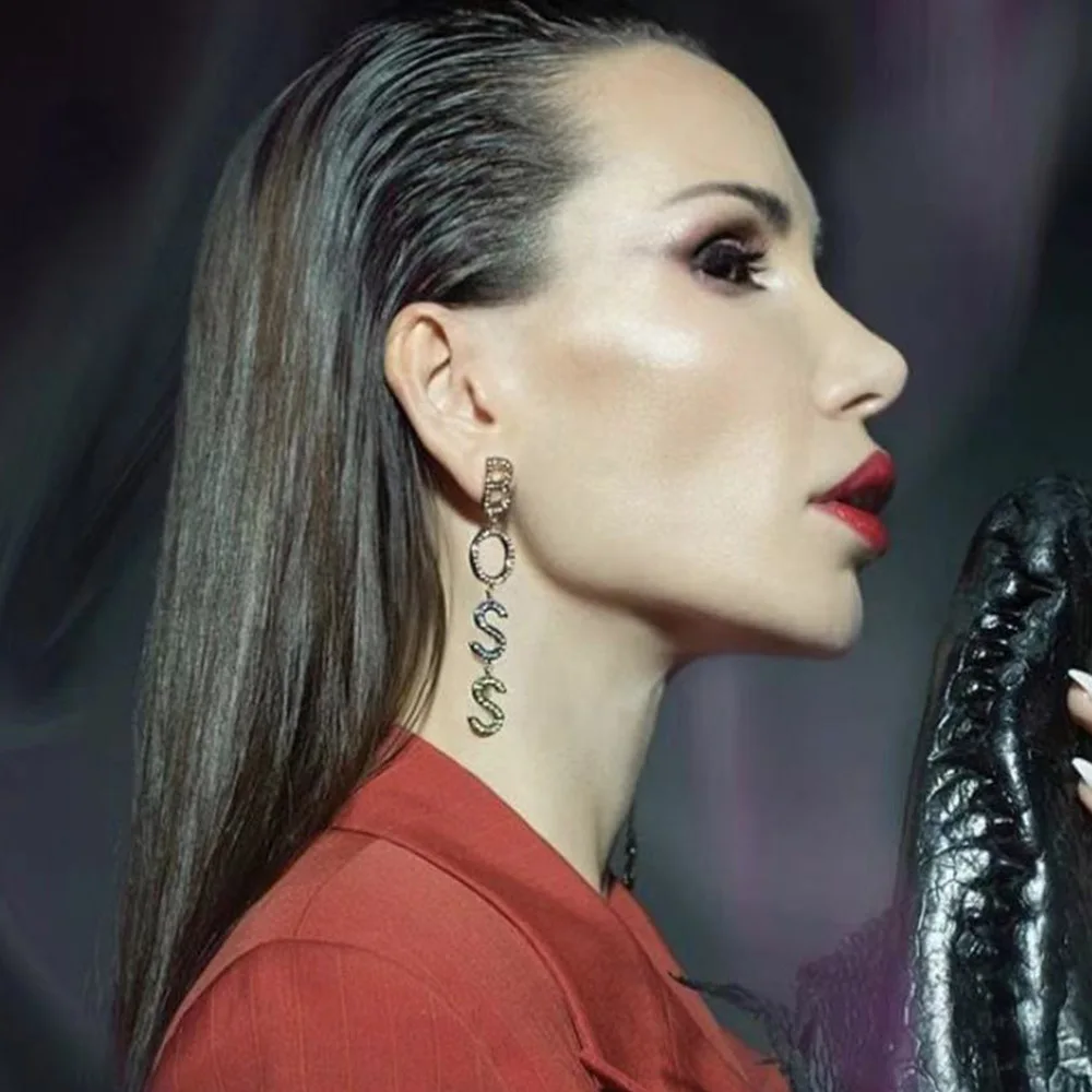 

EH13896 Jewelry 2021 Summer Style Old English Earrings Big Hoop Gold Earring Beach Wear Girls And Women Jewelry Wholesale