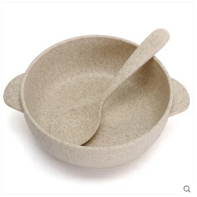 Biodegradable bamboo fiber reusabl baby bowl with spoon eco friendly bowl