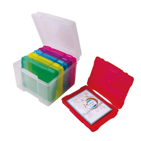 

29513C Colorful 6pcs Photo Keeper Photo Storage box with 5x7inch boxes inside Seed Storage box