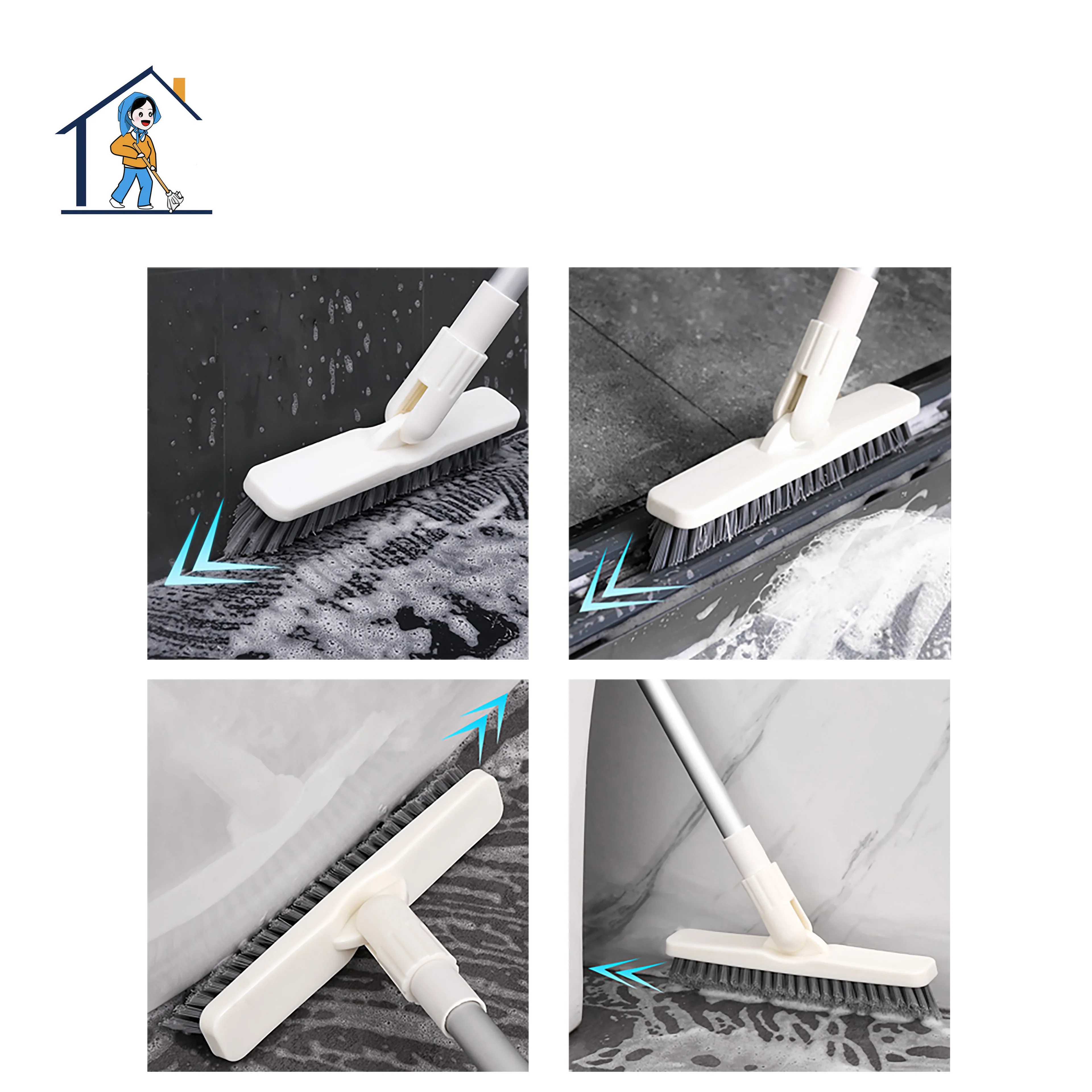 

2021 long connected handle bristle wall gap dead corners floor cleaning brush