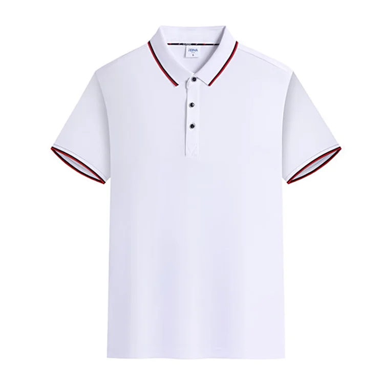 

High Quality Summer Muscle Fit 100% Pique Cotton Contrast Rib And Cuff White Polo Shirt For Men