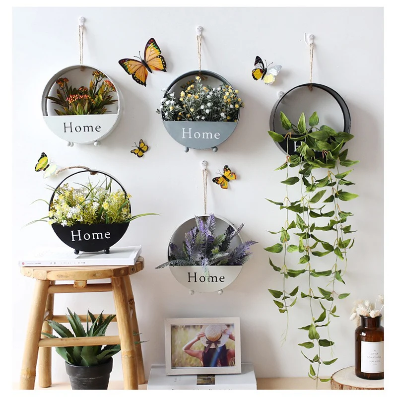 

Wall Hanging Decor Flower Plant Storage Decoration Iron Pastoral Floating Shelf Store Decorative Shop Modern Nordic