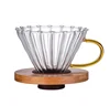 Glass Pour Over Coffee Cone Filter V60 Glass Coffee Dripper with Wood Stand