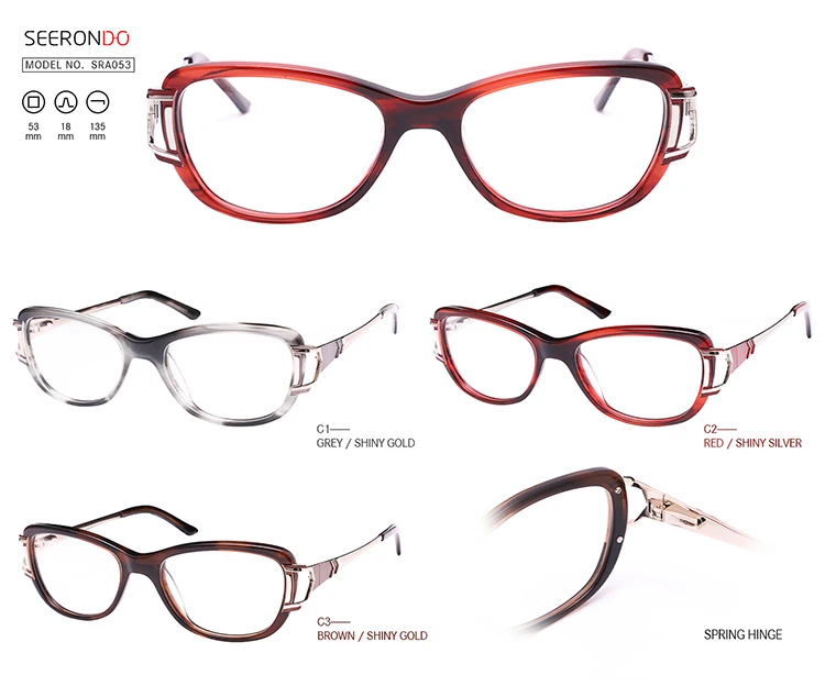 Wholesale Changeable Color Metal Temple Eyeglasses Frames With Unique