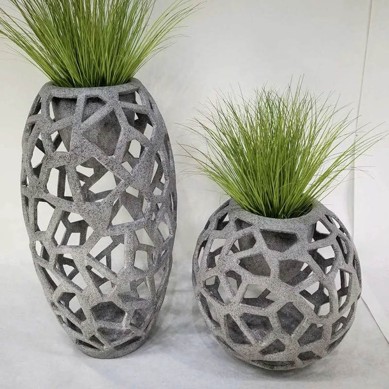 

Unique Design Fiberglass Flower Pots Hollow Design Decoration Garden Home Office Hotel Plant Pots Indoor Outdoor Planters