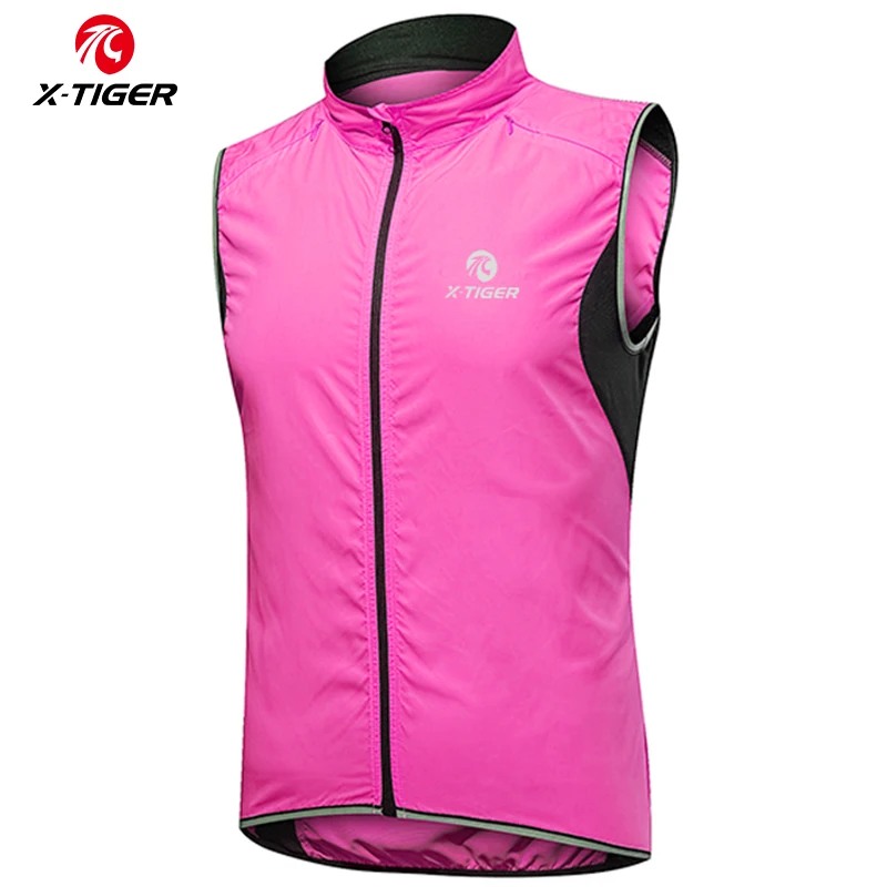 

X-TIGER Reflective Safety Cycling Vest Jacket Windproof Bike Clothing Bicycle Jersey Coat Woman Outdoor Sport Sleeveless Jacket, Customized color
