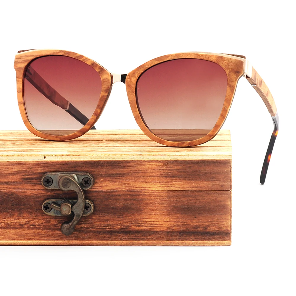 

wholesale women polarized wooden veneer sunglasses custom logo LS2165