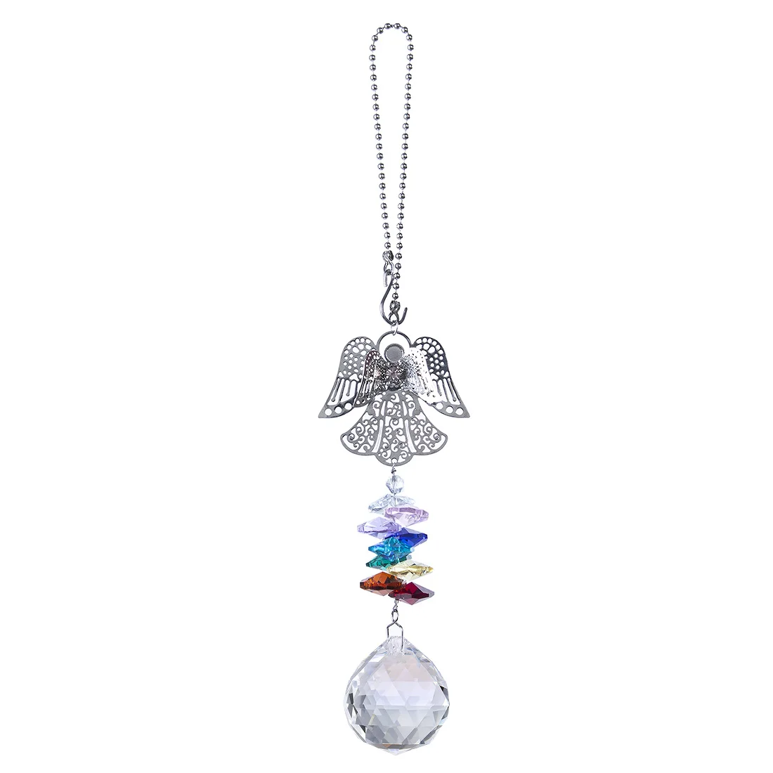

H&D Crystal Guardian Angel Window Sun Catcher Collection Chakra Beads Suncatcher Home Decor Car Charm for Rear View Mirror, Colorful