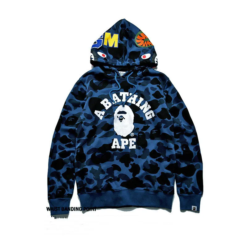 

Fashion Style APE Bape Blue Hoodie Camouflage Unisex Cotton Supplier Sweatshirt Men's Shark Jacket, Customized colors