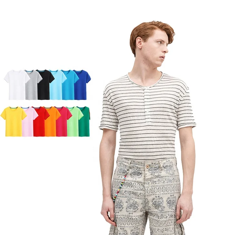 

OEM manufacturer custom packaging short sleeve tops tee wholesale supplier custom design sublimation print striped style t-shirt