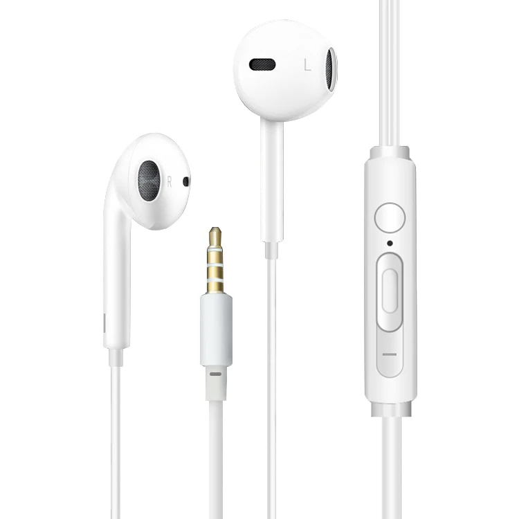 

PUJIMAX Universal headphone wire control with microphone bass in-ear earbuds for smart phone, White