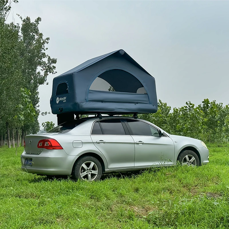 OEM logo Durable Inflatable Roof Top Tent Water Proof Shell Wing Large Internal Space Prevent Bumping Glamping Outdoor Tents