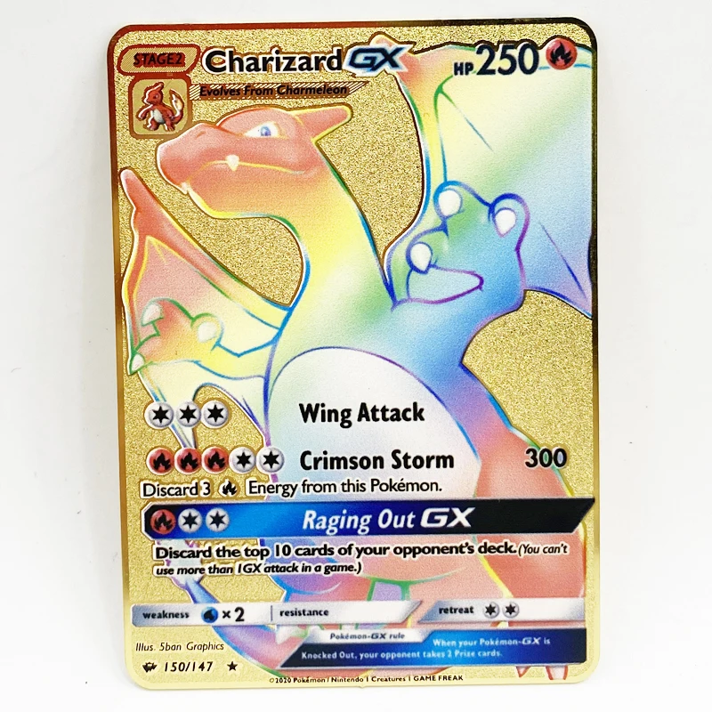 

New designs Rainbow Metal Trading Pokemon Cards Charizard Pikachu Vmax 330 TCG Game Card
