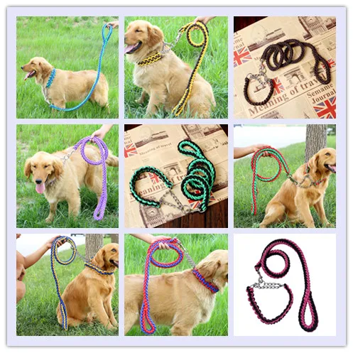 Eight Strand Round Rope Dog Walking Leads Large-Strong Dog Leashes and  Collar Sets