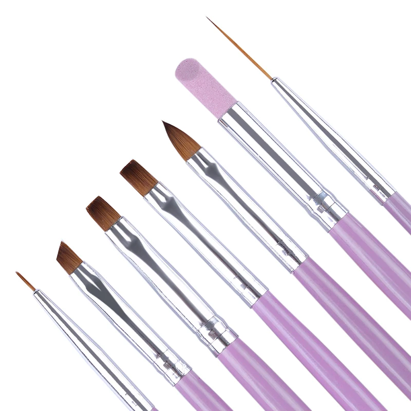 

UV Gel Polish Nail Brush Set For Manicures Tool Liner Acrylic Brushes Kits, Pink