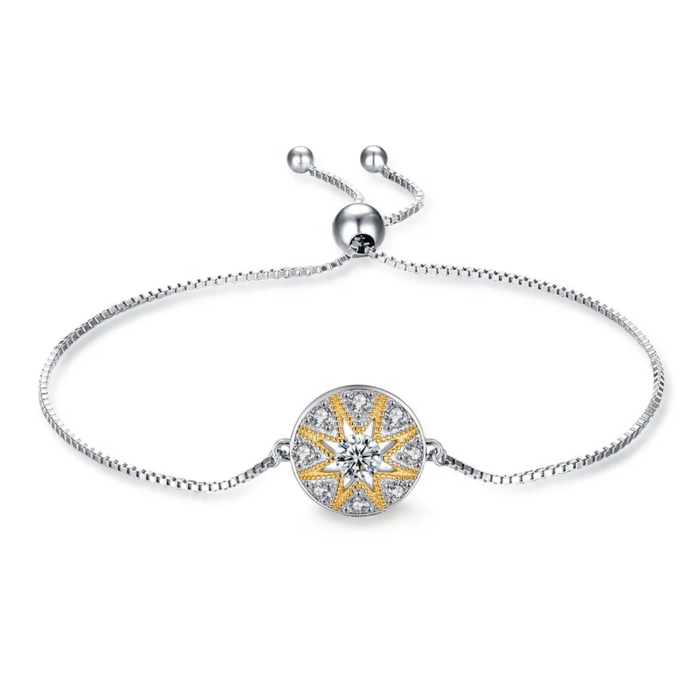 

925 Sterling Silver Jewelry Sun Flower Adjustable Bracelet For Women
