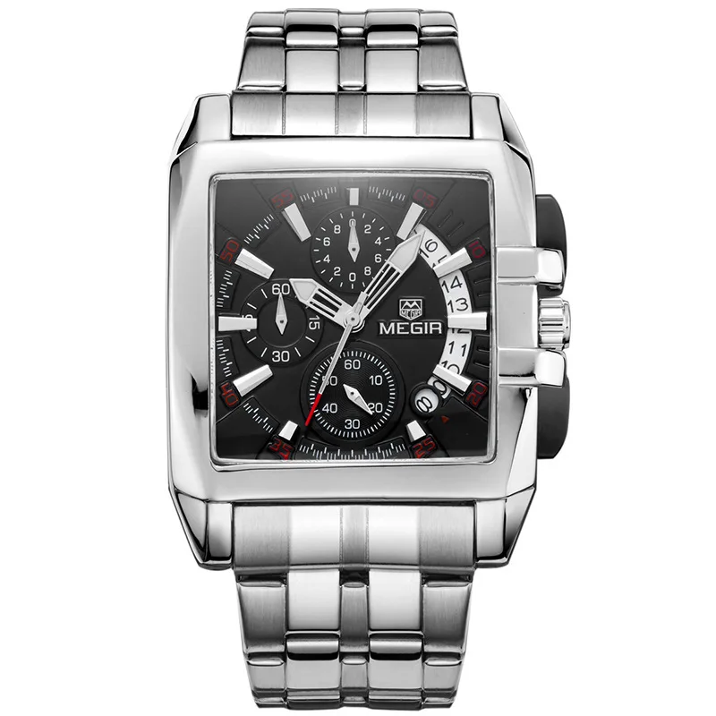 

High quality hotsale luxury stainless steel strap custom logo sport square quartz mens watches, As pic