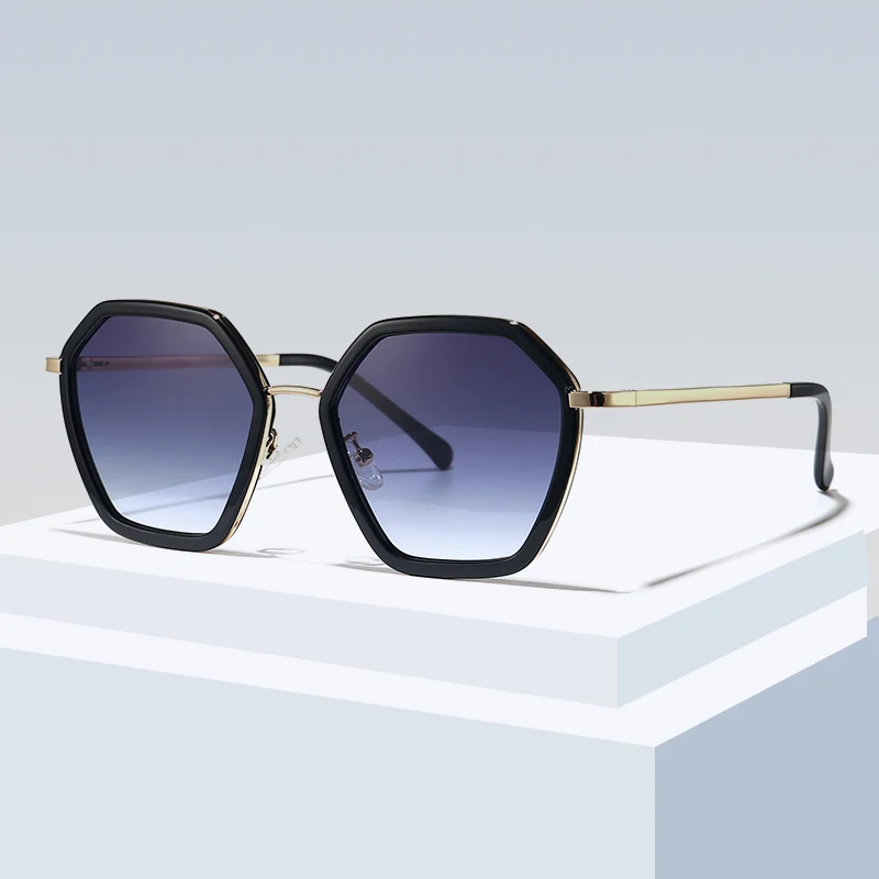 

wholesale hexagonal frame fashionable polarized womens men sunglasses, 5 colors